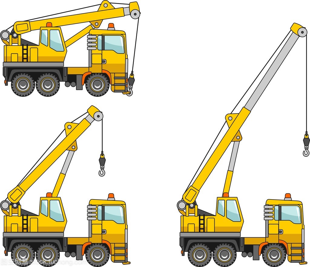 起重機。重型施工機械。矢量圖